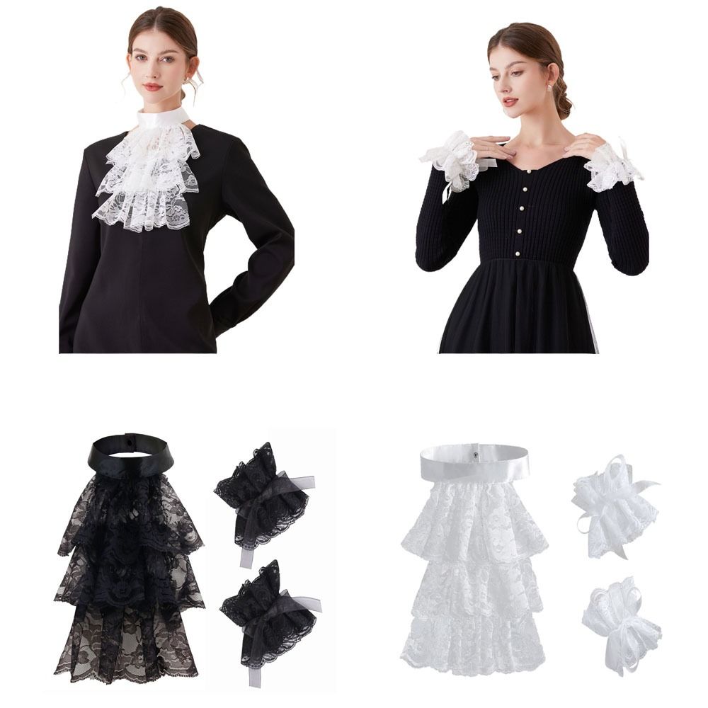 Men'S Victorian Accessories - Fashion Victorian Lace Jabot Collar Detachable