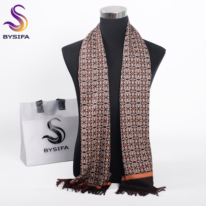 Men Accessories Brands - [BYSIFA] Winter Coffee Gold Men Scarves