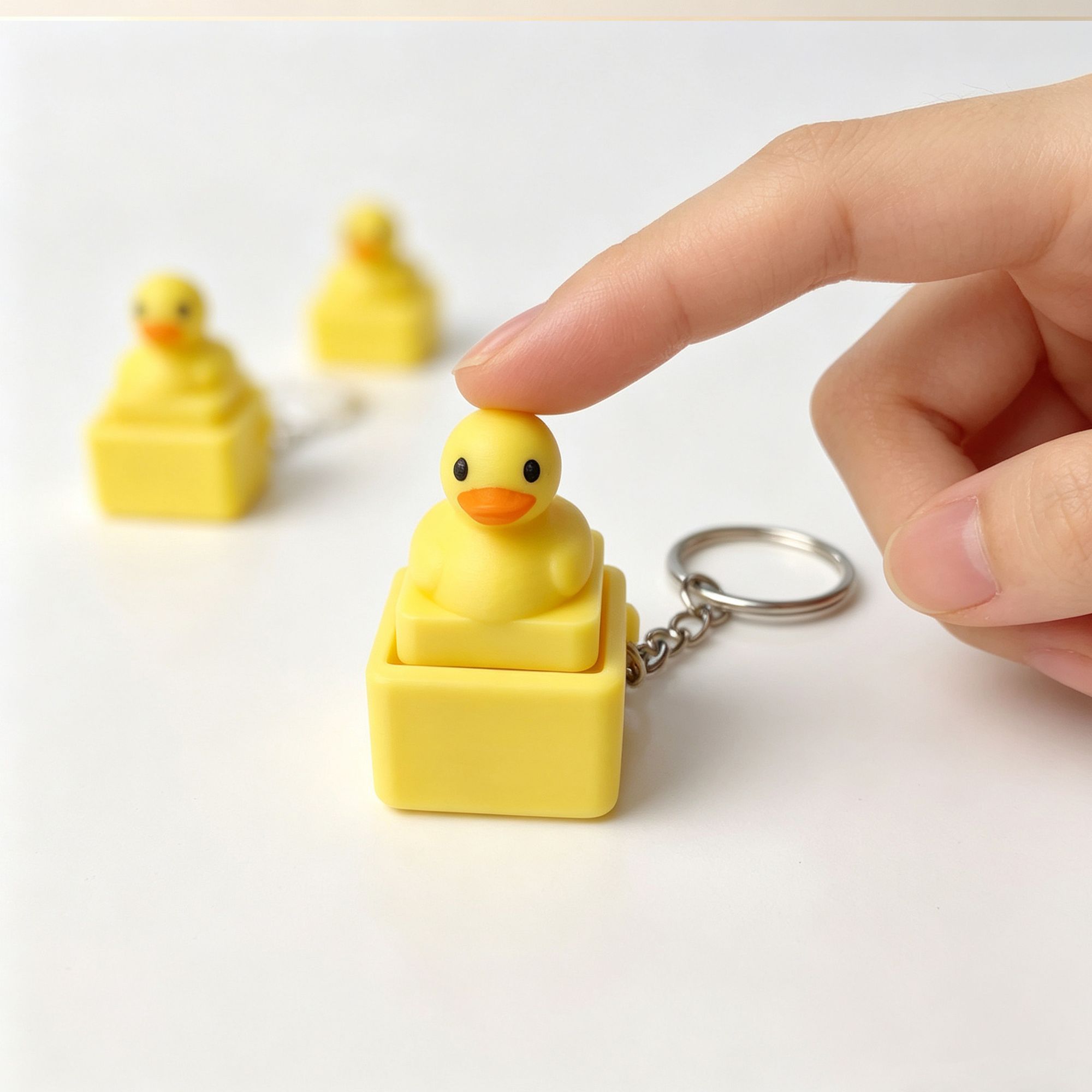 Men'S Yellow Accessories - Cute Yellow Duck Press Keychain Funny