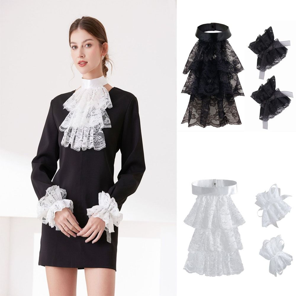 Men'S Victorian Accessories - Vintage Victorian Lace Jabot Collar Detachable