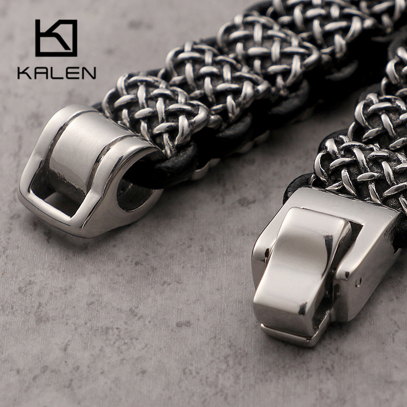KALEN Vintage Black Leather Li - Men Accessories Ring And Bracelet recension och pris