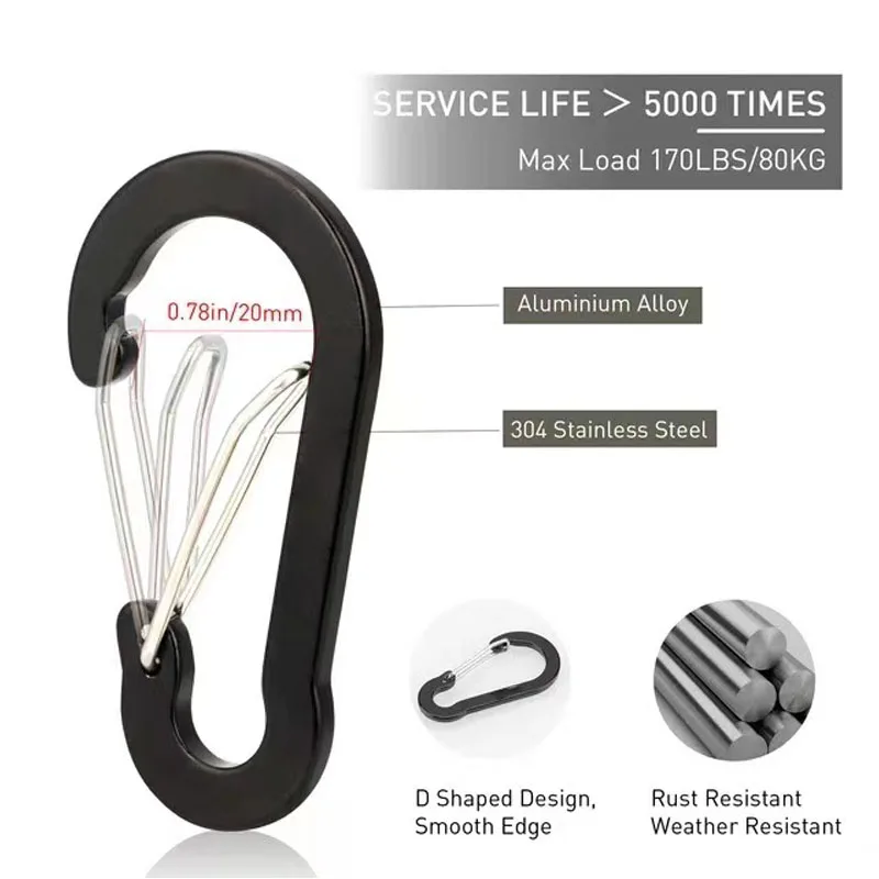 12PCS Carabiner Clip Set Touri - Keychain Multi Tool recension och pris