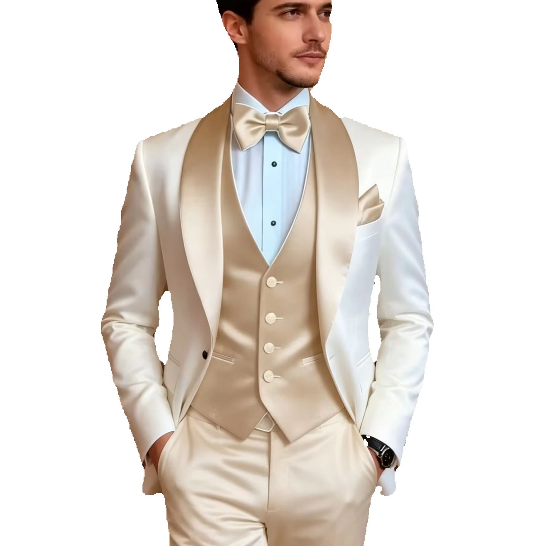 Elegant Khaki Tuxedo Suit for  - Men Accessories Elegant recension och pris