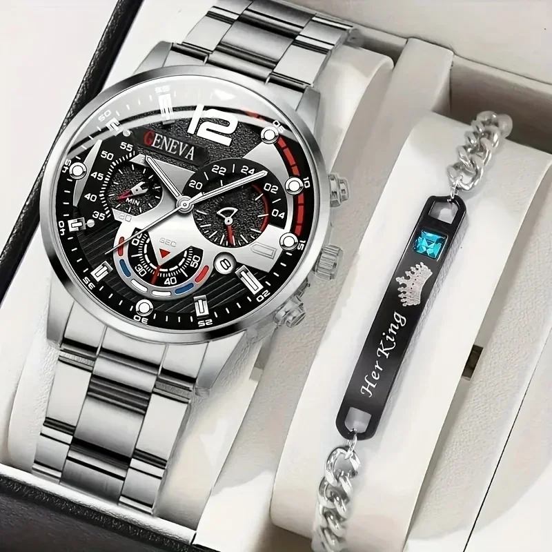 2pcs Stylish Round Face Quartz - Men Accessories Elegant recension och pris